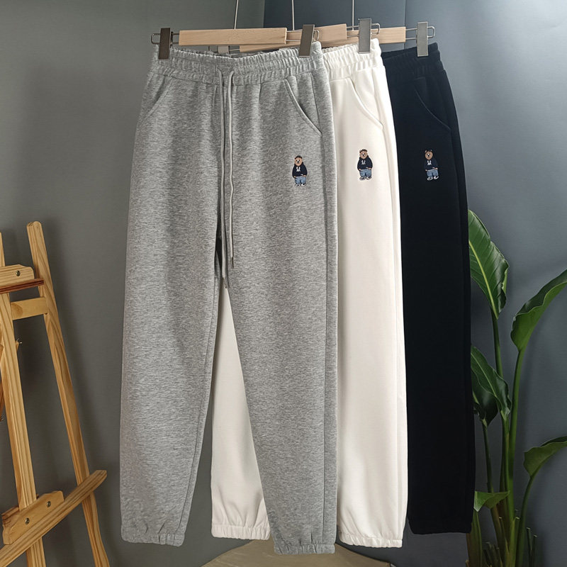 韩国松紧腰运动厚棉裤女2025年春秋季新款裤宽松显瘦休闲 束脚哈