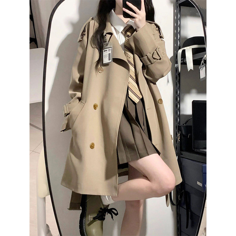 高级感英伦风加厚风衣外套女2025春秋冬季小个子中长短款气质上衣