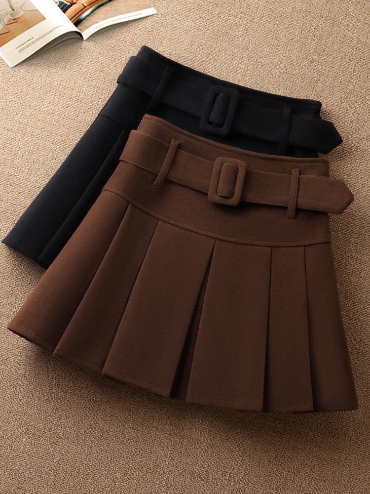 韩国毛呢百褶短裙女2025年秋冬季新款高腰显瘦小个子半身裙靴子裙