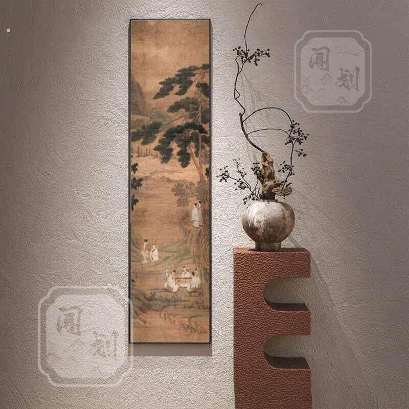 宋氏美学新中式装饰画客厅玄关背景墙壁画茶室竖幅挂画国风人物图