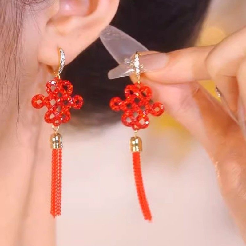 中国结古风新年红色适合过年的秋冬耳环耳钉爆款独特新年耳饰品女,饰品/流行首饰/时尚饰品新,耳环,淘宝优惠券,粉丝福利购,淘宝优惠卷