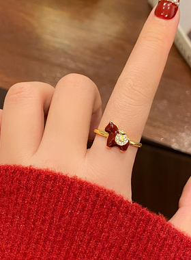 新款小马戒指轻奢高级感开口戒