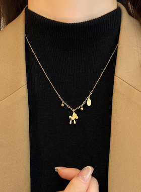 新款钛钢小马项链生肖马毛衣链女