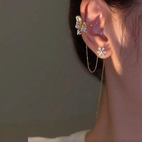 耳骨夹女无耳洞高级感小众轻奢2025年新款潮长款流苏耳挂仙气耳饰