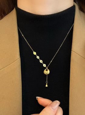 新款钛钢平安喜乐项链简约毛衣链