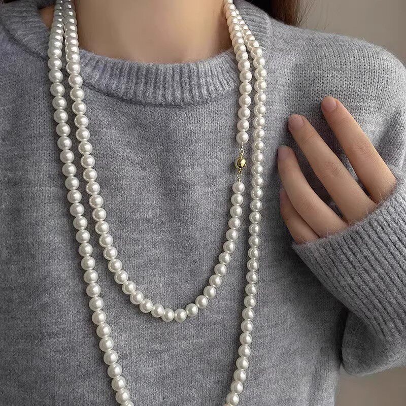 秋冬长款仿珍珠爆款毛衣链女