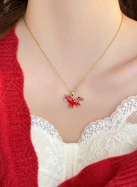 马年本命年小马短款毛衣链项链女