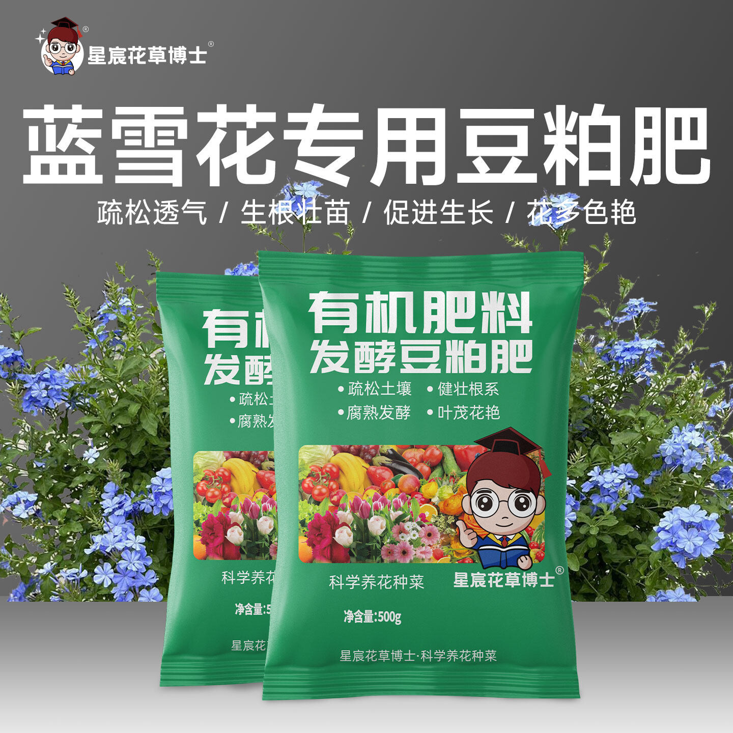蓝雪花专用发酵豆粕有机肥家用盆栽种植绿植花卉通用型有机花肥料