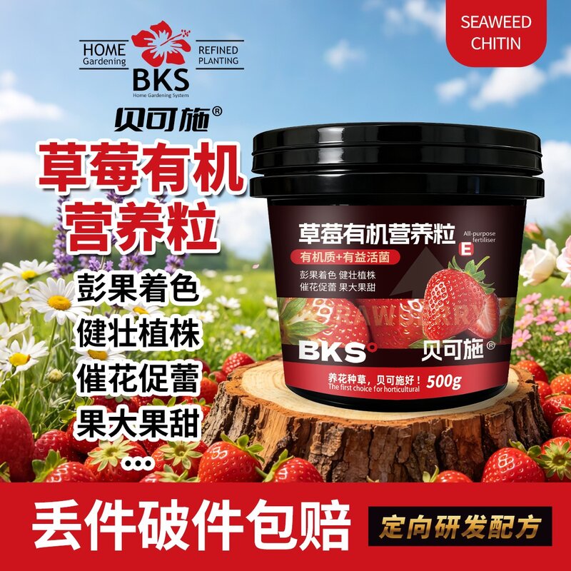 贝可施草莓有机营养粒彭果着色健壮植株催花促蕾果大果甜红艳章姬