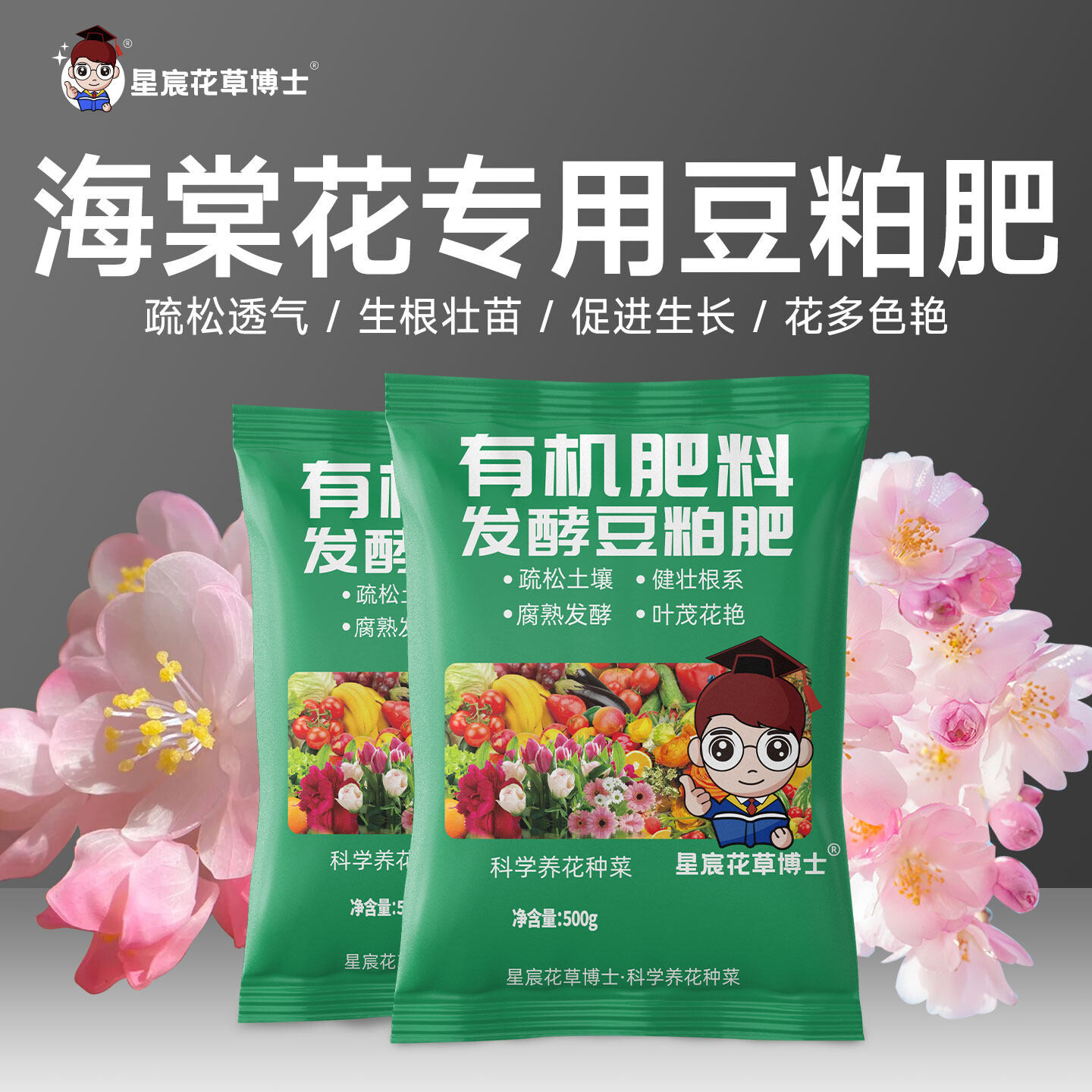 海棠花专用发酵豆粕有机肥植物盆栽花肥家用养花肥料通用型豆饼肥