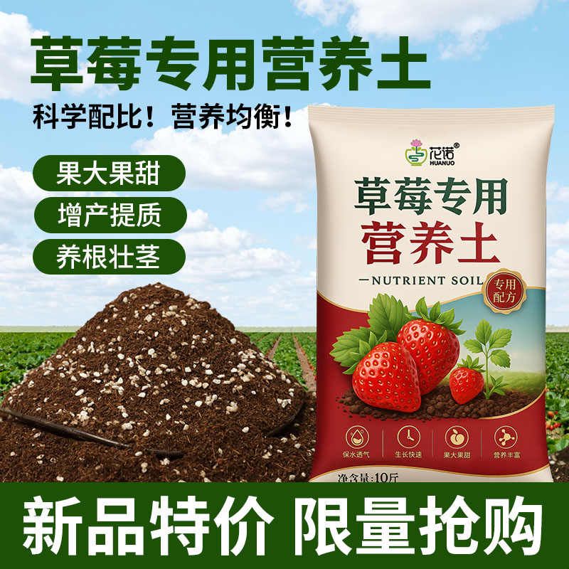 草莓专用营养土壤种植土瓜果养花蔬菜通用土疏松透气养花盆栽花泥