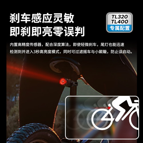 迈金GEOID自行车尾灯刹车灯夜骑灯山地公路车骑行装备智能骑行灯