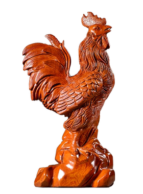 十二生肖公鸡红木家居客厅工艺品