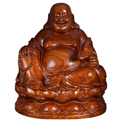 黄花梨木雕佛像坐莲弥勒佛红木
