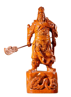 木雕摆件武财神关二爷开业工艺品