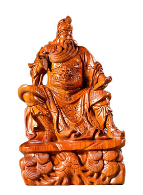 看书关公武财神雕像红木工艺品