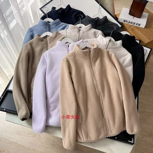 双层摇粒绒外套羊羔绒立领夹克