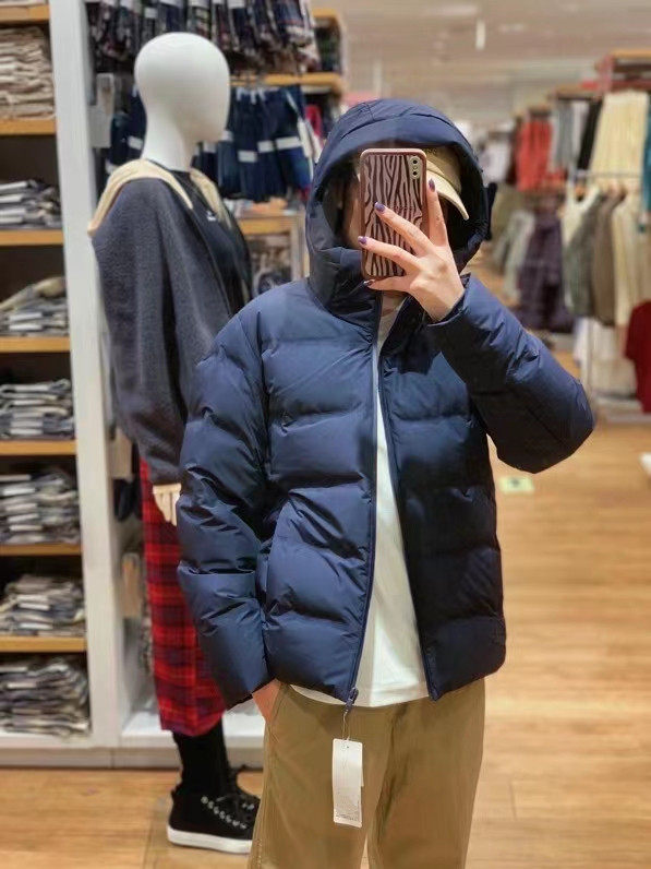 JAPANESE SINGLE MENS 2024 WINTER COUPLE WINDPROOF WATERPROOF SEAMLESS HOODED DOWN JACKET MENS THICKENED JACKET 442147