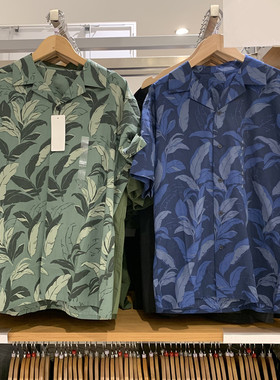 男装女装莫代尔棉混纺印花开领衬衫短袖衬衣477644/474521/474522