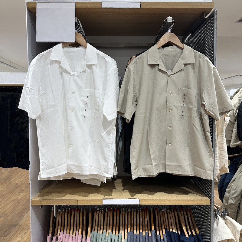 男装/女装莫代尔混纺开领衬衫/短袖衬衣百搭上衣26夏季新款482479