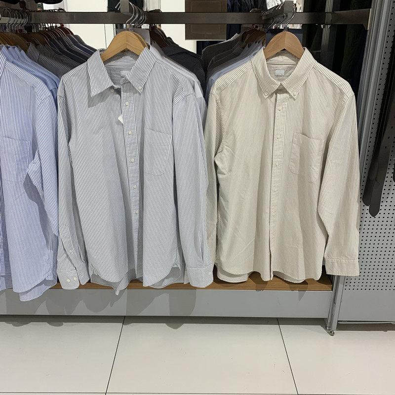 日系男/女秋季新款牛津纺条纹衬衫长袖衬衣休闲外套475999/478087