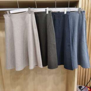 显瘦半身裙481434 绒面针织喇叭中裙窄身裙修身 日系女装 25秋冬新款