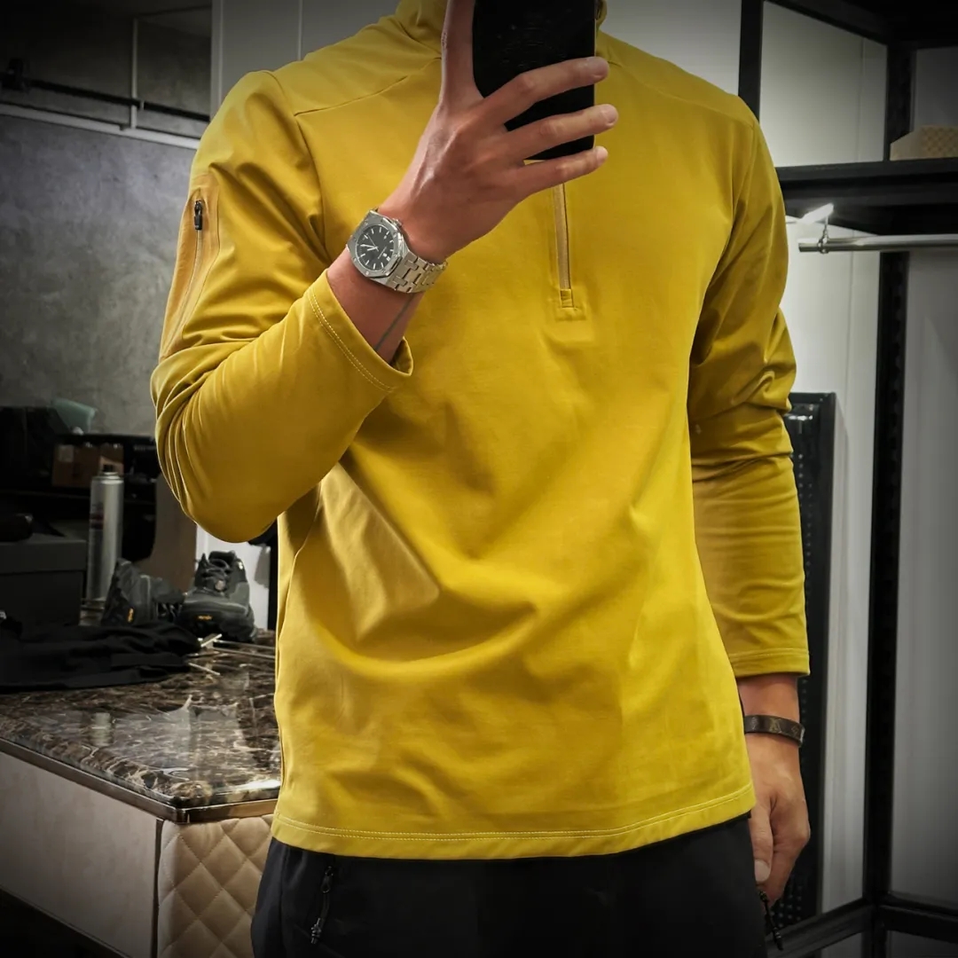 加绒加厚压胶半拉链套头衫卫衣