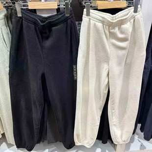 日单女装24秋冬摇粒绒束脚裤休闲长裤居家裤加绒加厚保暖裤478586