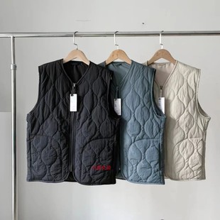 日单秋冬季 加厚马夹棉服坎肩女纯色百搭 菱形格子马甲棉衣男女无袖