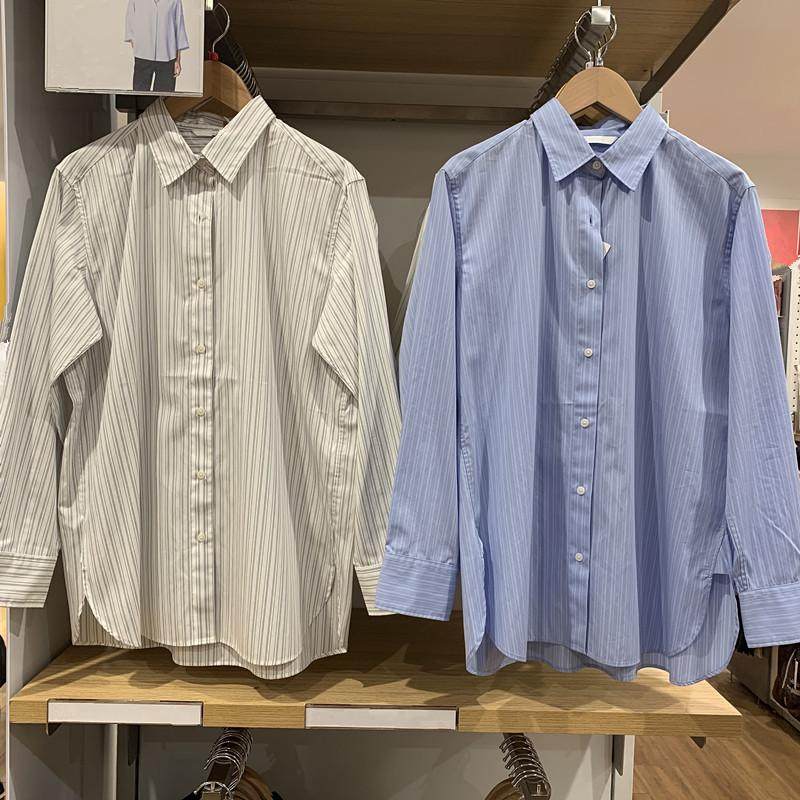 棉质条纹衬衫长袖休闲宽松衬衣