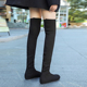 曼三平底过膝长靴女超显瘦低跟新款 弹力针织袜靴内增高飞织瘦瘦靴