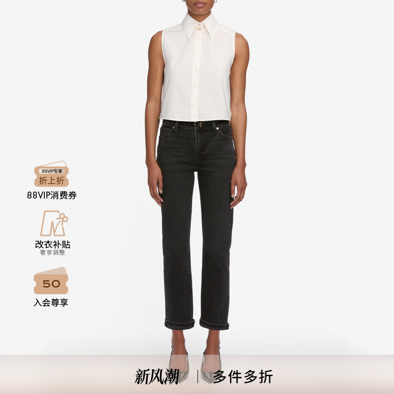 【2025秋季新款】FRAME女士复古中腰中弹修身直筒牛仔裤 BORROWED