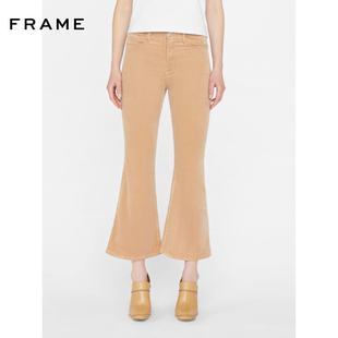 CROP FLARE FRAME女士高腰高弹九分灯芯绒喇叭裤