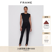 脚SKINNY 不规则裤 FRAME女士黑色高腰高弹紧身修身 牛仔裤