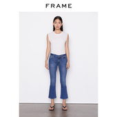 FRAME女中腰喇叭九分牛仔裤 CROP舒适弹力 微喇LE