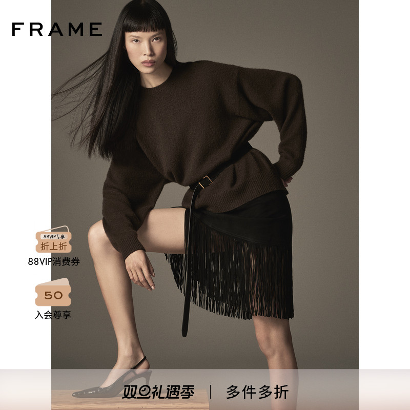 【2025秋季新款】FRAME女士宽松舒适百搭圆领针织毛衣上衣