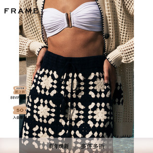FRAME女士镂空针织钩花短裙半裙休闲度假