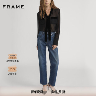 黑色休闲通勤系带飘带长袖 FRAME女士法式 衬衫 2025秋冬新款