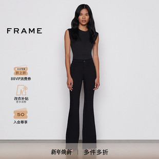 经典 微喇PIXIE 款 牛仔裤 FLARE FRAME女士黑色高腰高弹喇叭裤