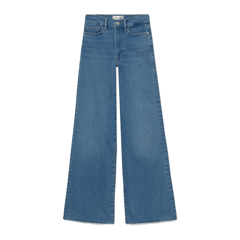 【新款】FRAME女士高腰高弹阔腿牛仔裤毛边SLIM PALAZZO