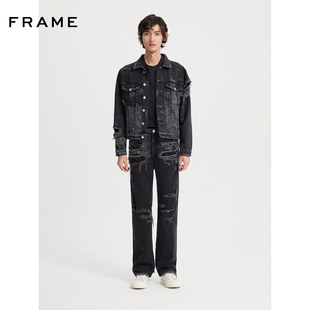 FRAME男士 TRUCKER 压烫做旧尖领牛仔夹克复古DENIM