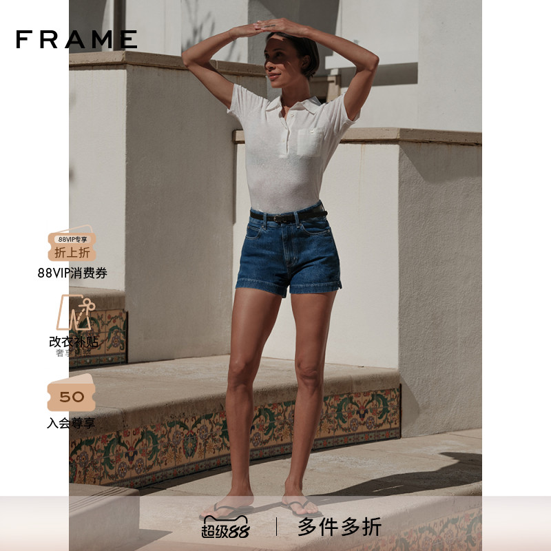 【2025新款】FRAME女士高腰设计牛仔短裤 CHARM SHORT
