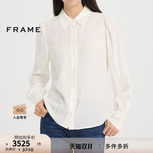 上衣气质通勤黑白 衬衫 FRAME女士双色法式 桑蚕丝长袖