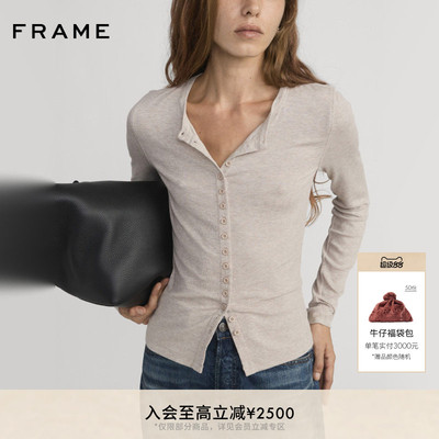 【26早春新品】FRAME女士长袖修身开衫T恤内搭打底上衣