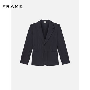 FRAME女士深藍色條紋西裝 外套日常通勤 早秋新款