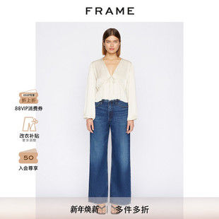 春款 PIXIE系列女装 FRAME女高腰阔腿牛仔裤