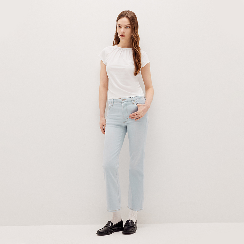【2025新款】FRAME女士高腰高弹九分微喇牛仔裤 REBOOT CROP
