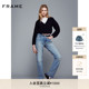 FRAME女士高腰做旧直筒牛仔裤 VERTICAL THE