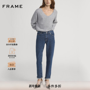 直筒牛仔裤 FRAME女士复古中腰中弹修身 BORROWED 2025秋冬新款