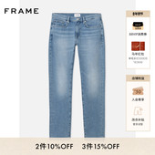 FRAME男士 复古 街头美式 水洗浅蓝色牛仔裤 长裤
